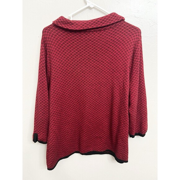 Talbots Size XP XLP Top Knit sweater Shirt 3/4 Sleeve Loose Turtleneck Red Black - Picture 6 of 8